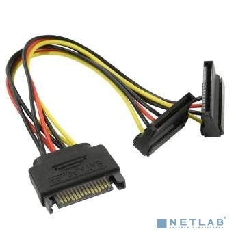 ORIENT C574, Переходник питания SATA 15pin (M) -] 2 x SATA 15pin (F), угловые разъемы