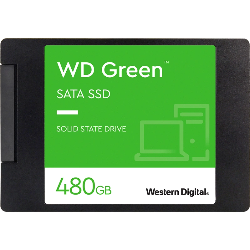 Твердотельные накопители/ WD SSD Green, 480GB, 2.5" 7mm, SATA3, 3D TLC, R/W 545/н.д., IOPs н.д./н.д., TBW н.д., DWPD н.д. (12 мес.) (WDS480G3G0A)