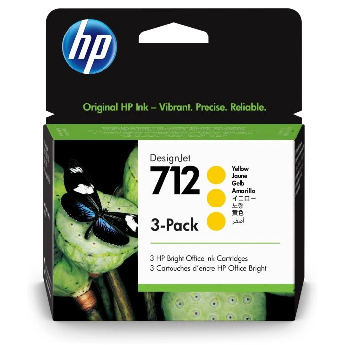 Набор картриджей/ HP 712 3-Pack 29-ml Yellow DesignJet Ink Cartridge (3ED79A)