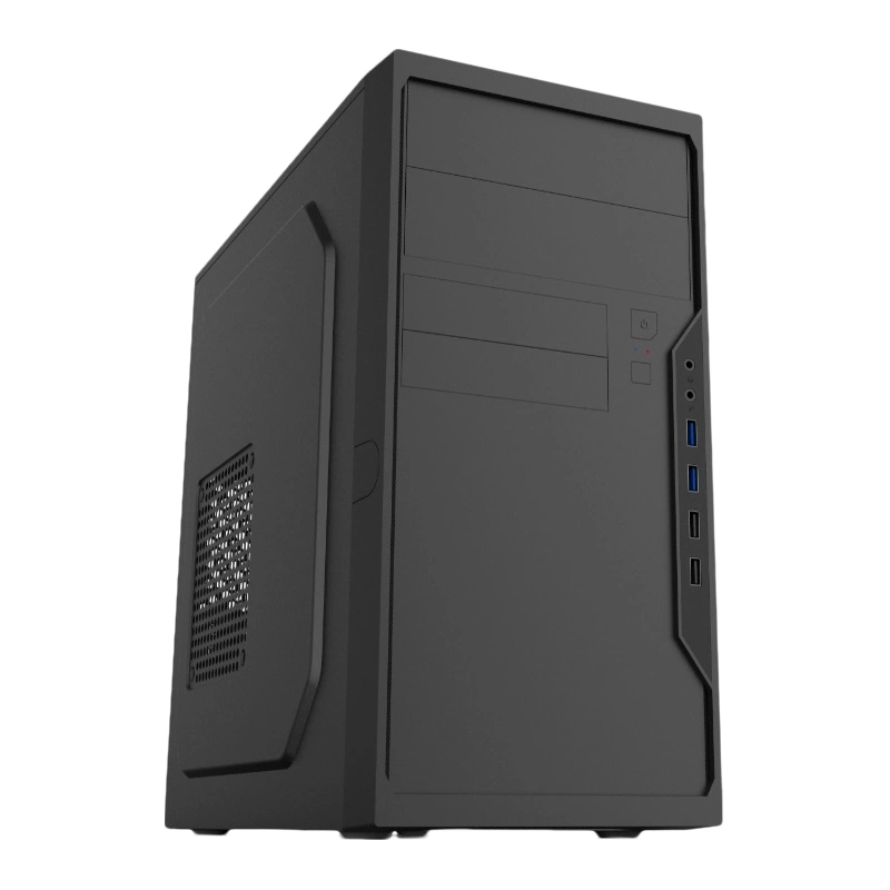 Case Foxline FL-733R-FZ450R-U32-NRP mATX case, black, w/ PSU 450W 12cm, w/ 2xUSB2.0, w/ 2xUSB3.0, w/ P-lock, w/ E-lock support, w/ rear LED lighting button,w/ top handle, w/ pwr cord, w/ o FAN (FL-733R-FZ450R-U32H-NRP)