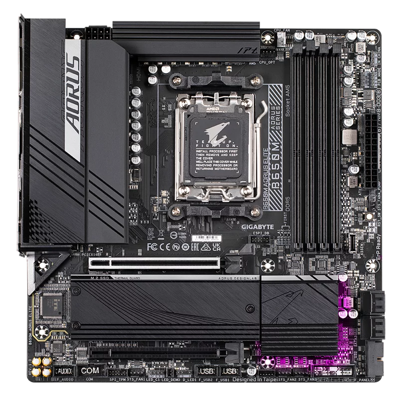 GIGABYTE B650M AORUS ELITE, AM5, B650, 4*DDR5, DP+HDMI, 4 SATA 6 Гб/ с, M2, Audio, USB 3.2, USB 2.0, mATX