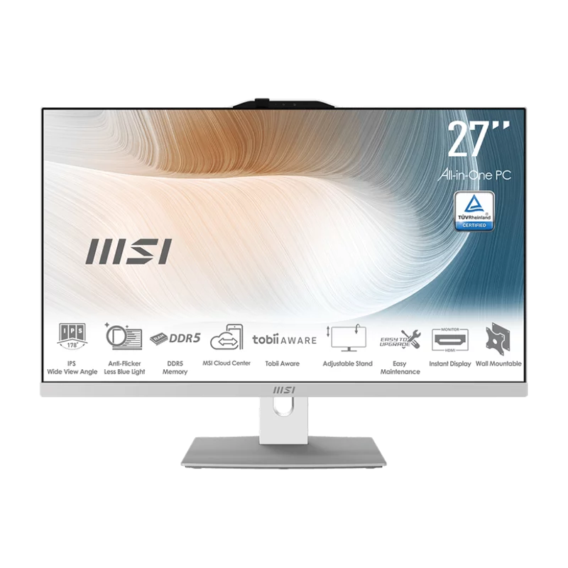 Моноблок/ Modern AM272P 1M 27"(1920x1080 (матовый) IPS)/ Intel Core 5 120U(Ghz)/ 8192Mb/ 256SSDGb/ noDVD/ Int:Intel® Graphics/ Cam/ BT/ WiFi/ -/ war 1y/ 7.5kg/ White/ DOS (9S6-AF8232-697)