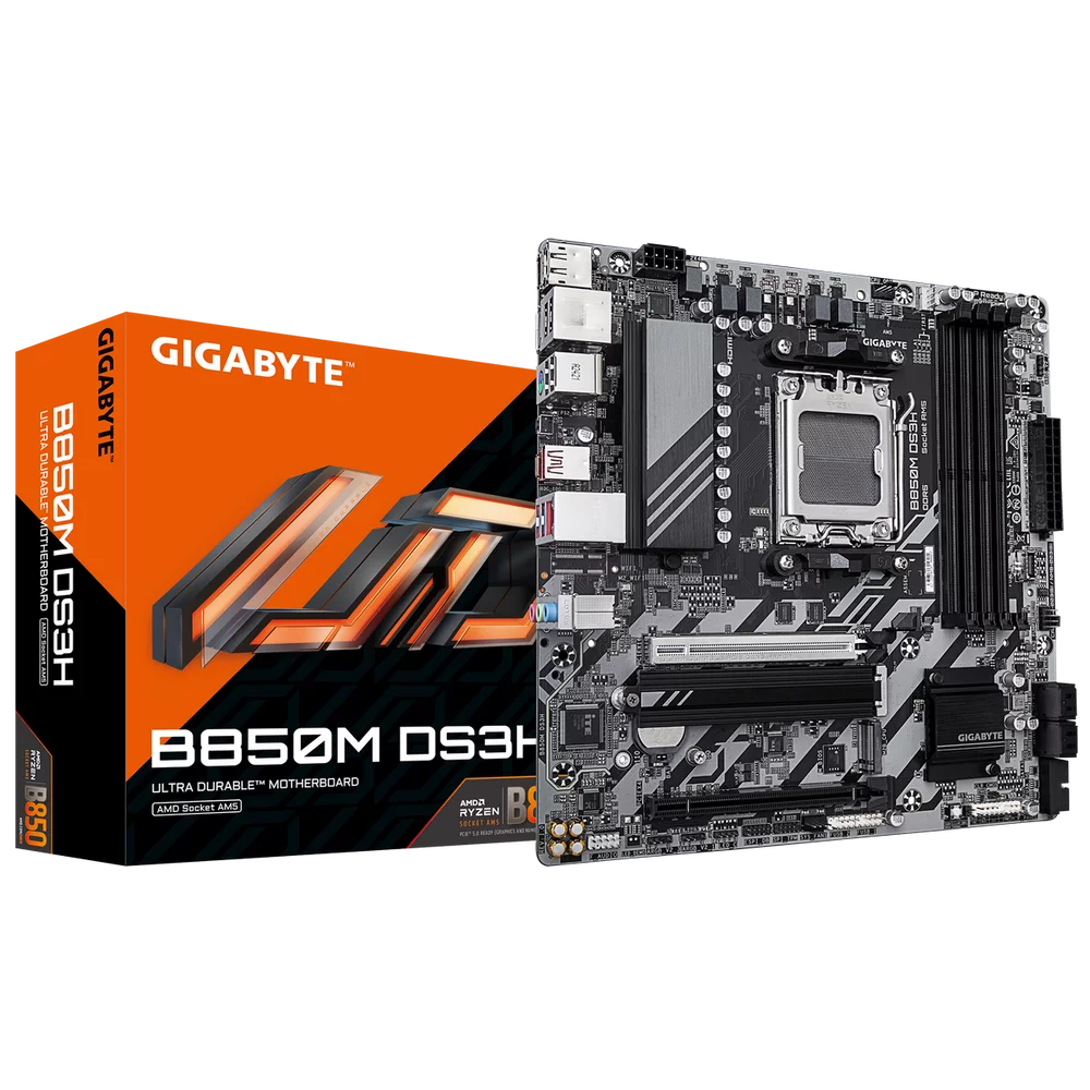 Материнская плата Gigabyte B850M DS3H SocketAM5 AMD B850 4xDDR5 mATX AC`97 8ch(7.1) 2.5Gg RAID+HDMI+DP