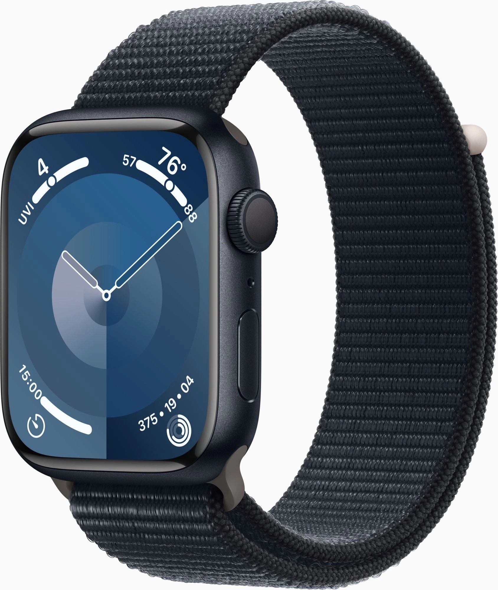 Смарт-часы Apple Watch Series 9 A2980 45мм OLED корп.темная ночь Sport Band рем.темная ночь разм.брасл.:160-210мм (MR9A3ZP/A)