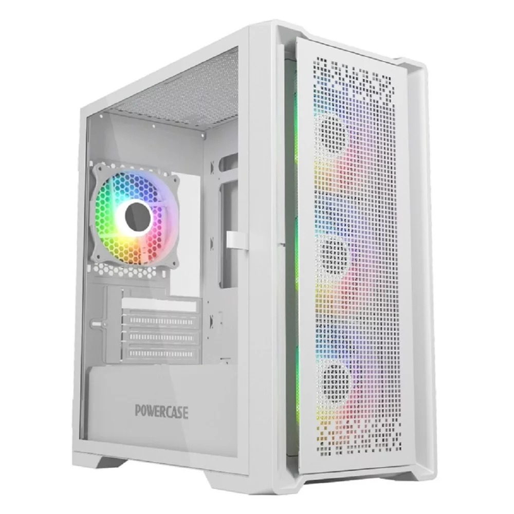 Powercase ByteFlow Micro White, Tempered Glass, 4х 120mm ARGB fans, ARGB HUB, белый, mATX (CAMBFW-A4)