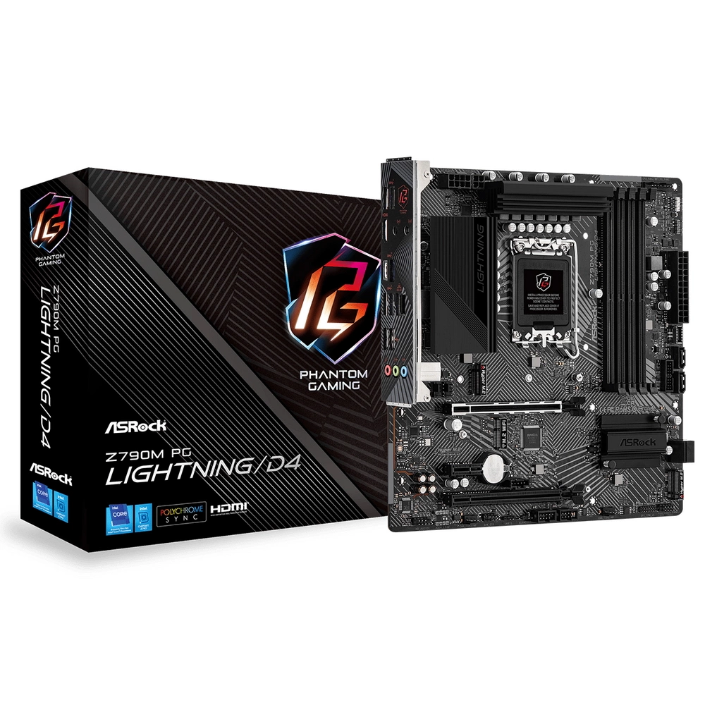 Z790M PG LIGHTNING/D4, Socket 1700, Intel®Z790, 4xDDR4-3200, HDMI, 2xPCI-Ex16, 1xPCI-Ex1, 4xSATA3(RAID 0/ 1/ 5/ 10), 2xM.2, 8 Ch Audio, 1xGLan, (2+4)xUSB2.0, (5+2)xUSB3.2, (1+1)xUSB3.2 Type-C™, 1x/ PS/ 2, mATX, RTL {}