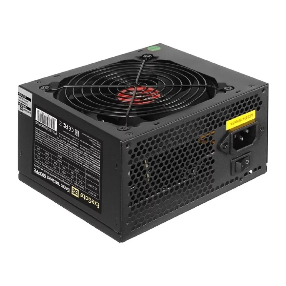 Exegate EX260643RUS-PC Блок питания 600W ExeGate 600PPE (ATX, APFC, PC, КПД 80% (80 PLUS), 12cm fan, 24pin, 2x(4+4)pin, PCIe, 5xSATA, 3xIDE, black, кабель 220V в комплекте)