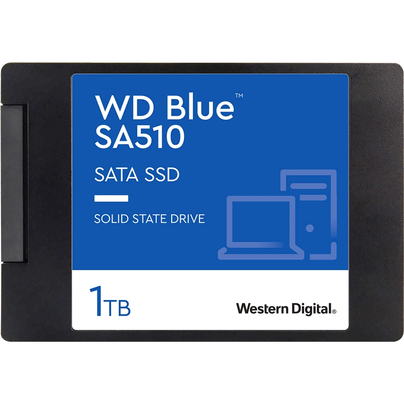 Твердотельные накопители/ WD SSD Blue SA510, 1.0TB, 2.5" 7mm, SATA3, R/W 560/530MB/s, IOPs 95 000/84 000, TBW 400, DWPD 0.2 (12 мес.) (WDS100T3B0A)