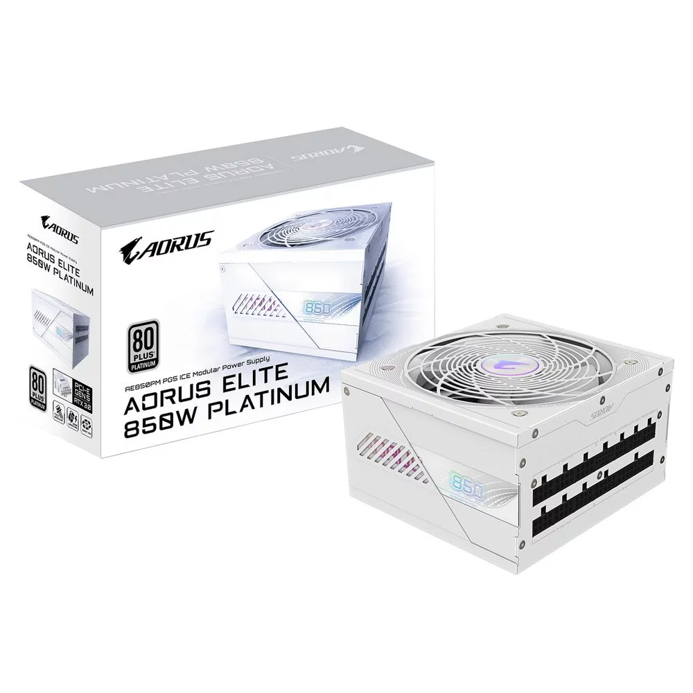 Блок питания ПК Gigabyte AE850PM PG5 ICE 850W, 80Plus, Platinum, Полностью модульный, PCIe Gen 5.1, ATX 3.0 compatible. 28200-AE85W-1EUR (GP-AE850PM PG5 ICE)