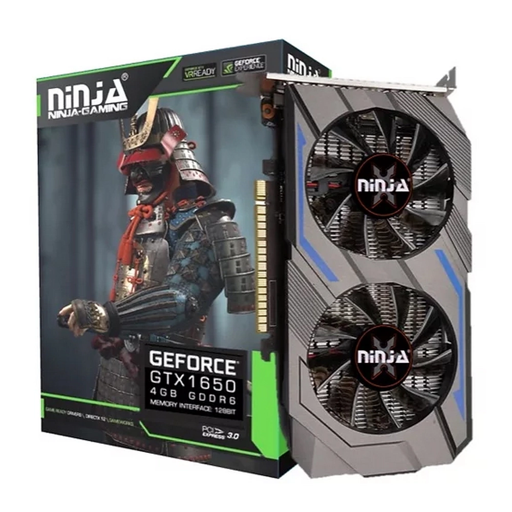 Видеокарта Ninja (Sinotex) GTX1650 4GB 128bit GDDR6 DVI DP HDMI 2FAN RTL (NK165DF46F)