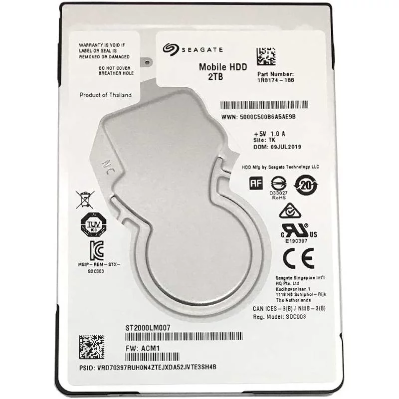 Жесткий диск/ HDD Seagate SATA 2Tb 2.5" Mobile 7mm 5400 RPM 128Mb (ST2000LM007)