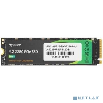 Apacer SSD AS2280P4U 512Gb M.2 2280 PCIe Gen3x4, R3500/ W2300 Mb/ s, 3D NAND, MTBF 1.8M, NVMe, 350TBW, Retail, 5 years (AP512GAS2280P4U-1)