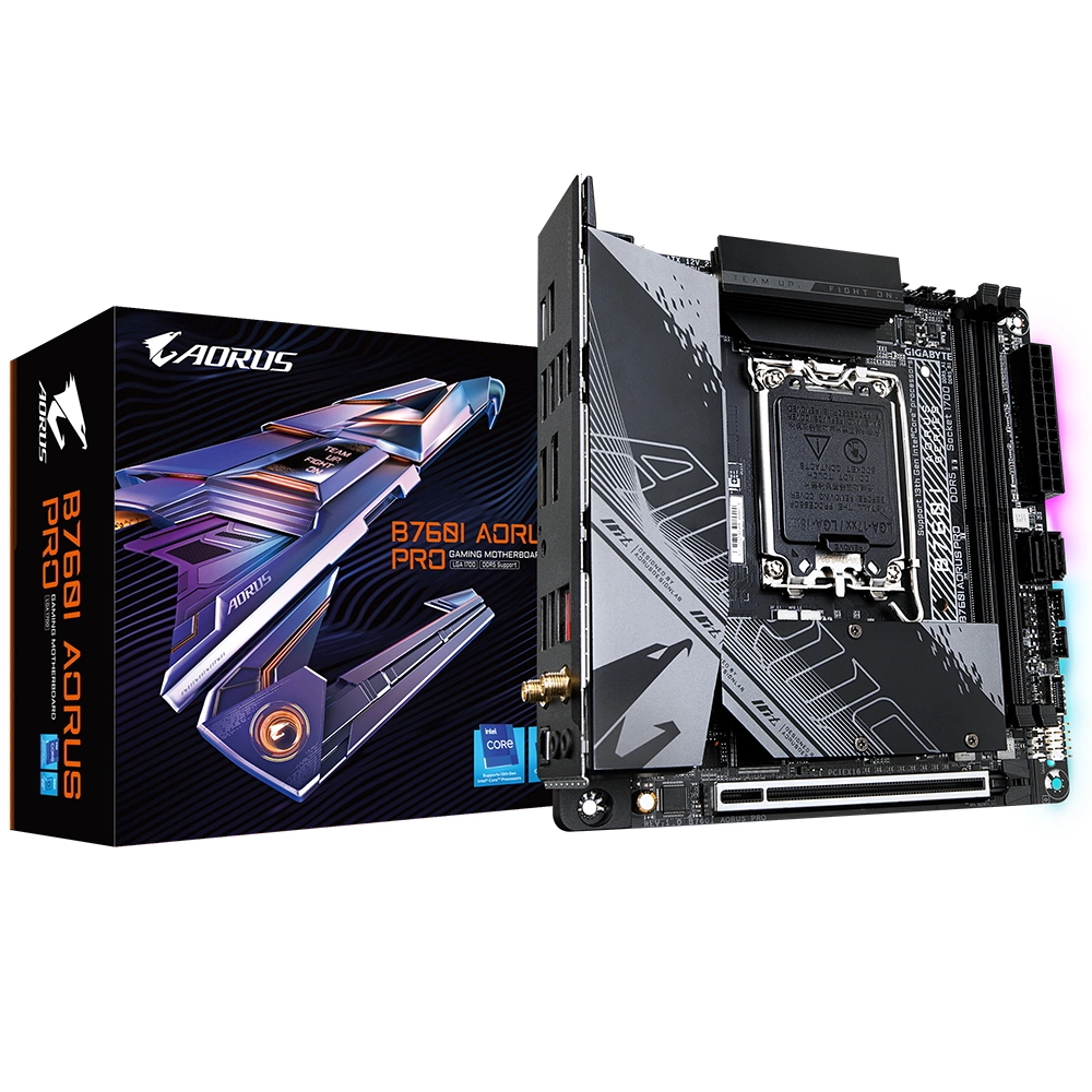 B760I AORUS PRO, Socket 1700, Intel®B760, 2xDDR5-4800, HDMI+DP, 1xPCI-Ex16, 2xSATA3(RAID 0/ 1), 2xM.2, 8Ch Audio, 2,5GbLan, WiFi, (2+2)xUSB2.0, (5+2)xUSB3.2, (1+1)xUSB3.2 Type-C™, Mini-ITX, RTL