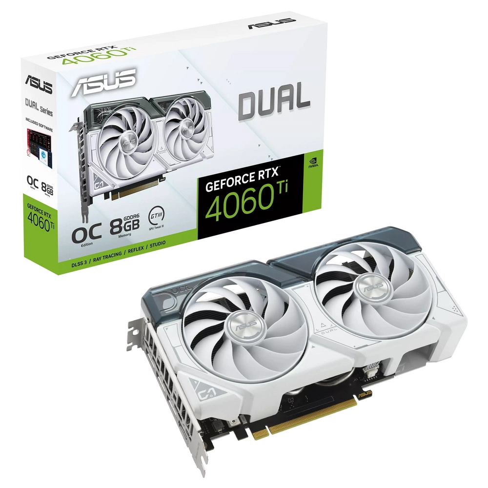 DUAL-RTX4060TI-O8G-WHITE / RTX4060TI,HDMI*1,DP*3,8G,D6 (90YV0J42-M0NA00)