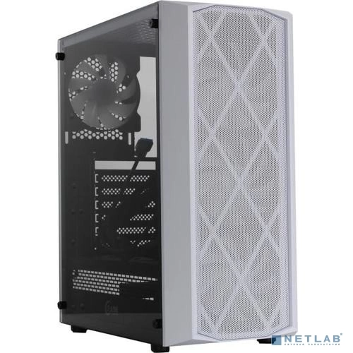 Powercase CMRMW-L4 Корпус Rhombus X4 White, Tempered Glass, Mesh, 4x 120mm 5-color LED fan, белый, ATX (CMRMW-L4)