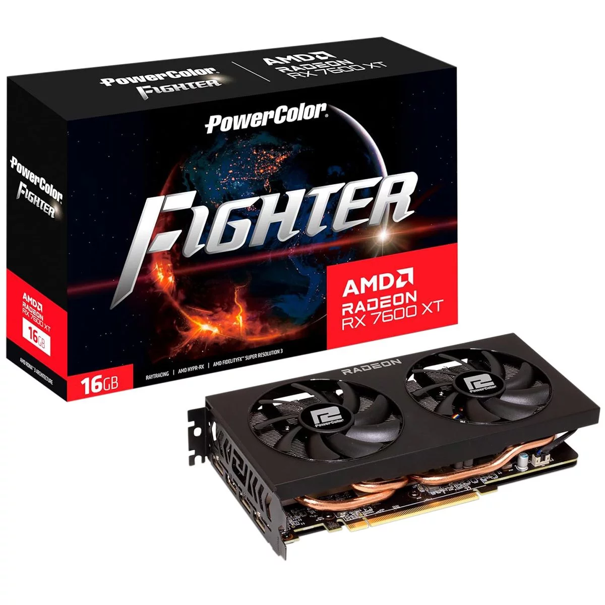 Видеокарта PowerColor RX7600XT Fighter 16GB GDDR6 128bit 3xDP HDMI 2FAN RTL (RX7600XT 16G-F)