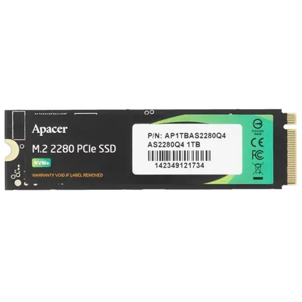 Apacer SSD AS2280Q4L 1TB M.2 2280 PCIe Gen4x4, R3600/ W3000 Mb/ s, 3D NAND, MTBF 1.5M, NVMe 1.4, 600TBW, Retail, 3 years (AP1TBAS2280Q4L-1)