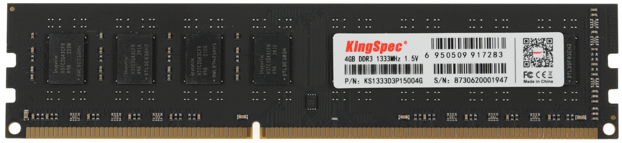 Память DDR3 4GB 1333MHz Kingspec KS1333D3P15004G RTL PC3-10600 CL11 DIMM 240-pin 1.5В dual rank Ret