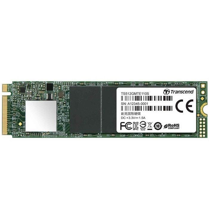 Накопитель Transcend TS512GMTE110S, M.2 2280, PCIe NVMe, 512GB, TLC, RTL