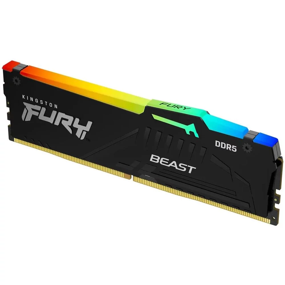 Модуль памяти Kingston 32GB DDR5 6400 DIMM FURY Beast Black RGB Non-ECC Unbuffered 2RX8 32-39-39 1.4V 288-pin 16Gbit (KF564C32BBA-32)