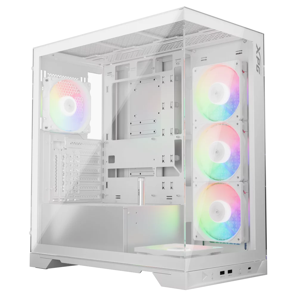 Корпус XPG INVADER X WHITE (INVADERXMT-WHCWW) Mid-Tower Gaming ATX PC Case with Panoramic View, Tempered Glass Panels, and RGB Lighting Black