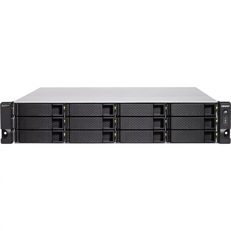 Сетевое хранилище без дисков/ Enterprise QNAP TS-h1283XU-RP-E2236-128G 12-Bay NAS( 12x2.5"/ 3.5" SATA HDD/ SSD), Intel Xeon E-2236 6-core 3.4 GHz (up to 4.8 GHz), 128 GB ECC DDR4 (4 x 32 GB), 4xGbE LAN,