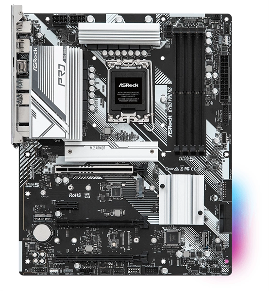 ASROCK B760 PRO RS, LGA1700, B760, 4*DDR5, 4*SATA, 3*M.2, 6*USB 3.2, 4*USB 2.0, Type-C, 3*PCIx16, 1*PCIx1, 1xM.2 (Key E), HDMI+DP, ATX