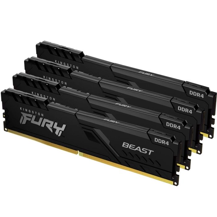 Модуль памяти Kingston FURY Beast Black DDR4 32GB 3200MHz CL16 DIMM 1RX8 1.35V 288-pin 8Gbit (Kit of 4) (KF432C16BBK4/32)