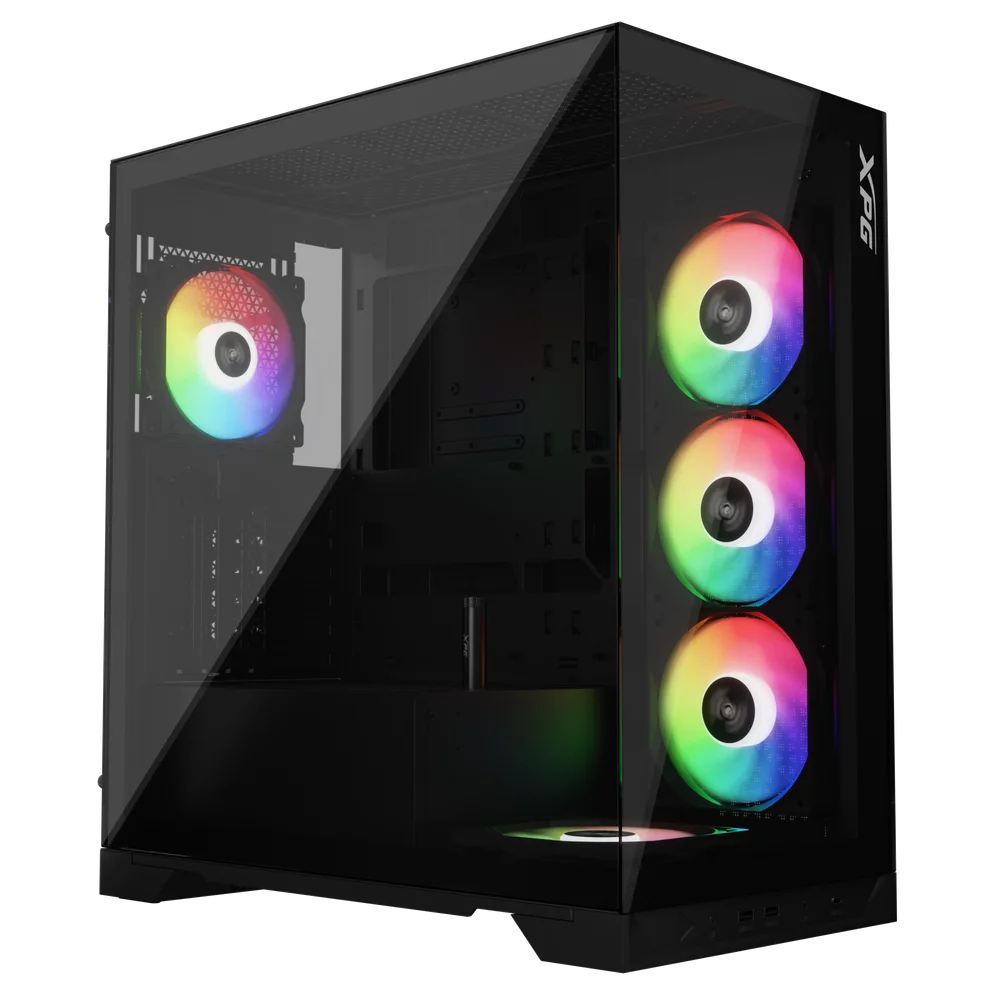 Корпус XPG INVADER X BLACK (INVADERXMT-BKCWW) Mid-Tower Gaming ATX PC Case with Panoramic View, Tempered Glass Panels, and RGB Lighting Black