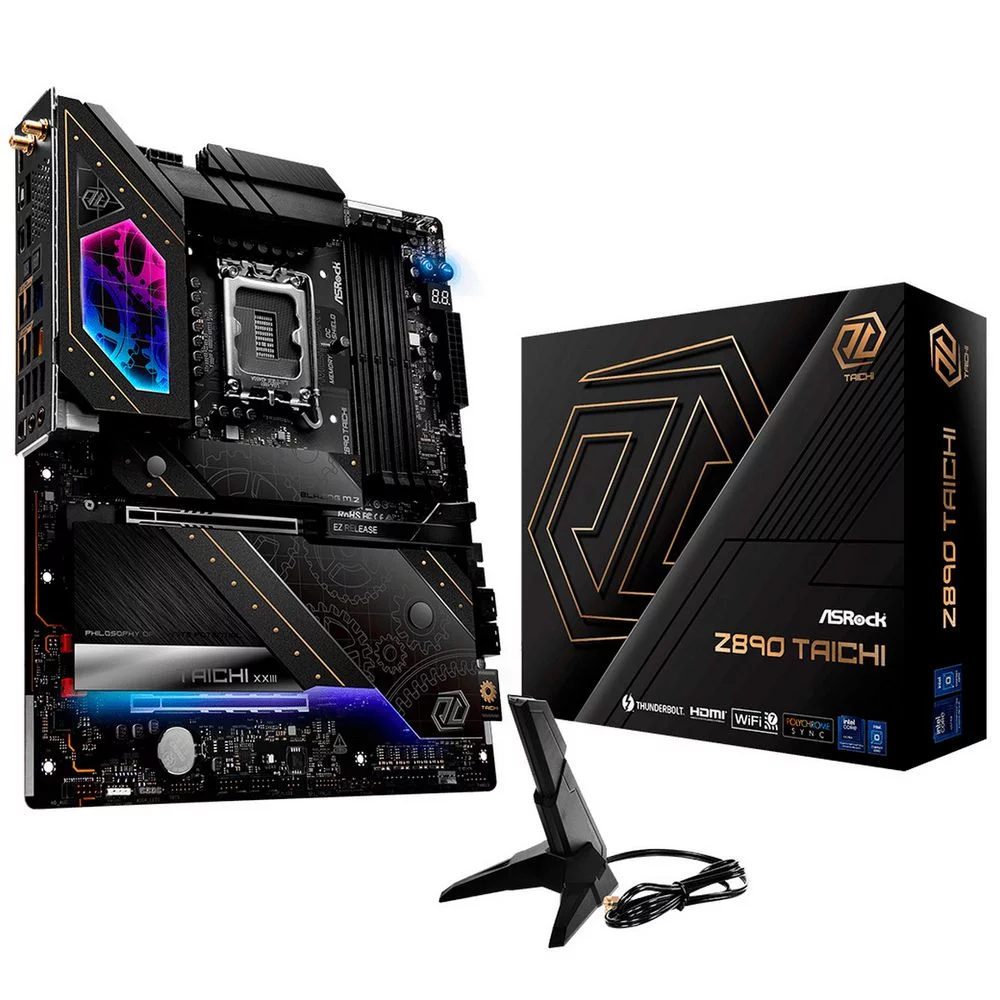 ASROCK Z890 TAICHI, LGA1851, Z890, 4*DDR5, 4*SATA, 6*M.2, 8*USB 3.2, 2*USB 2.0, 2*Type-C, 2*PCIx16, 1*M.2 (Key E), HDMI, ATX