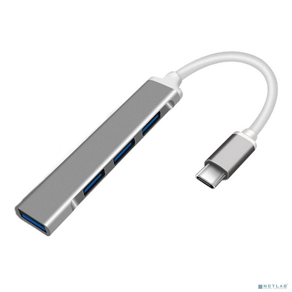 ORIENT CU-323, Type-C USB 3.0 (USB 3.1 Gen1)/ USB 2.0 HUB 4 порта: 1xUSB3.0 + 3xUSB2.0, USB штекер тип С, алюминиевый корпус, серебристый (31235)