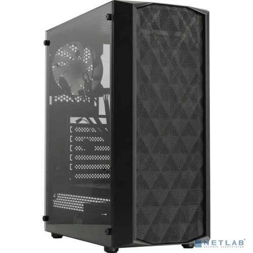 Powercase CMDM-L1 Корпус Diamond Mesh LED, Tempered Glass, 1x 120mm 5-color fan, чёрный, ATX (CMDM-L1)