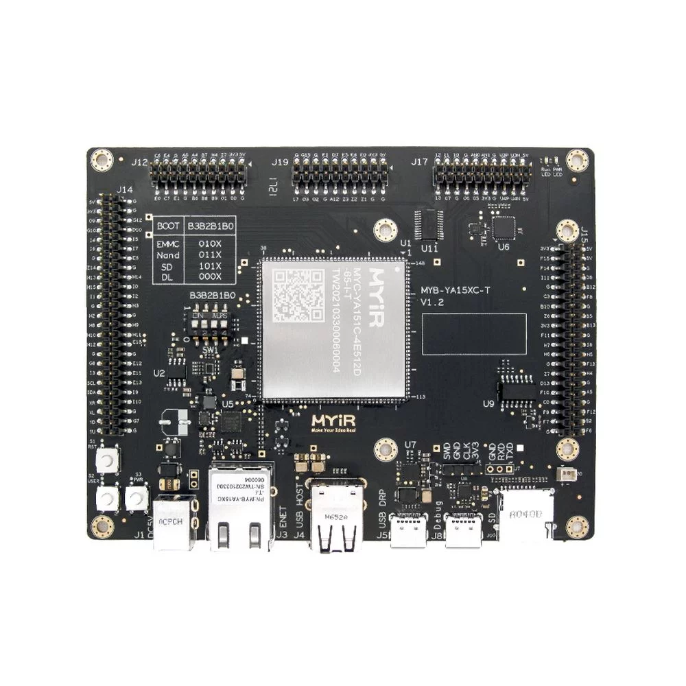 Плата разработки Myir MYD-YA151C-4E512D-65-I-T MYC-YA15XC-T CPU Module as Controller Board,ST STM32MP1 MPU based on 650MHz Single or Dual Arm Cortex-A7 and 209MHz Cortex-M4 Cores,256MB/ 512MB DDR3L, 256MB Nand Flash/ 4GB eMMC, 32KB EEPROM, Power Manageme