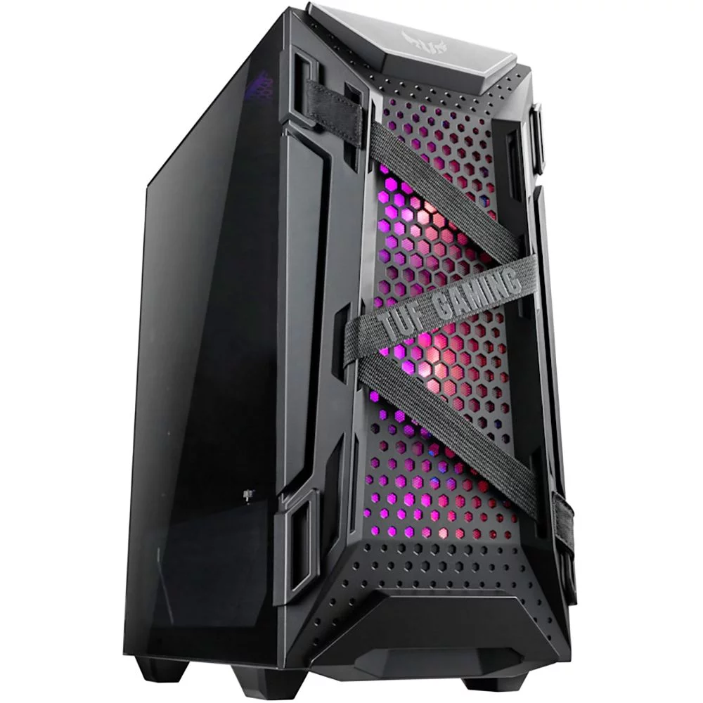 ASUS TUF GAMING GT301 mid-tower compact case with tempered glass side panel, honeycomb front panel, 120mm AURA Addressable RGB fan, headphone hanger and 360mm radiator support.7.2 Kg (90DC0040-B49000)