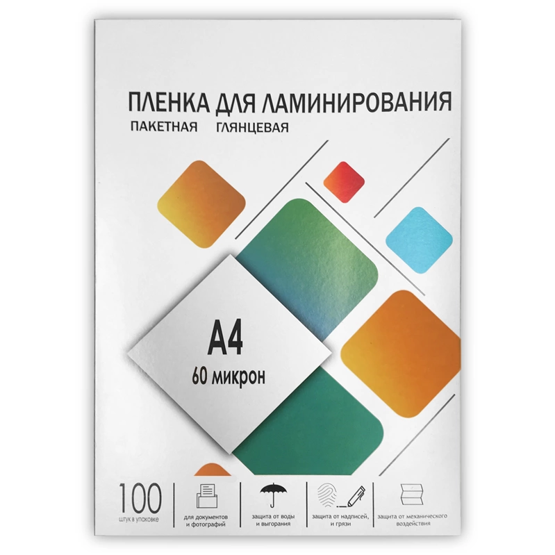 Пленка 216х303 (60 мик) 100 шт./ Пленка для ламинирования A4, 216х303 (60 мкм) глянцевая 100шт, ГЕЛЕОС [LPA4-60]