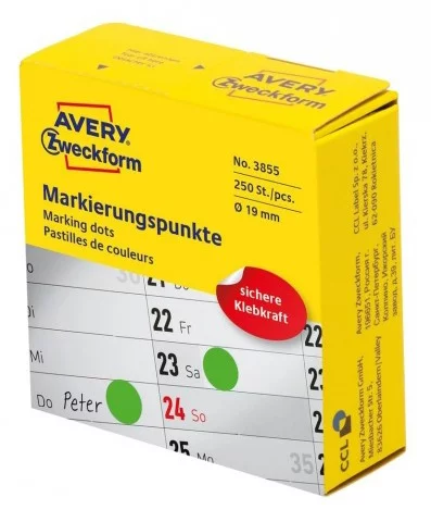 Этикетки Avery Zweckform 3855 250шт на листе диаметр 19мм/ 70г/ м2/ зеленый самоклей. универсальная (упак.:1рул)