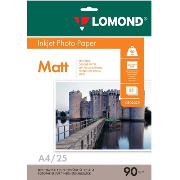 Бумага Lomond 0102029 A4/ 90г/ м2/ 25л./ белый матовое для струйной печати