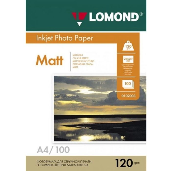 Фотобумага Lomond 0102003 A4/ 120г/ м2/ 100л./ белый матовое для струйной печати