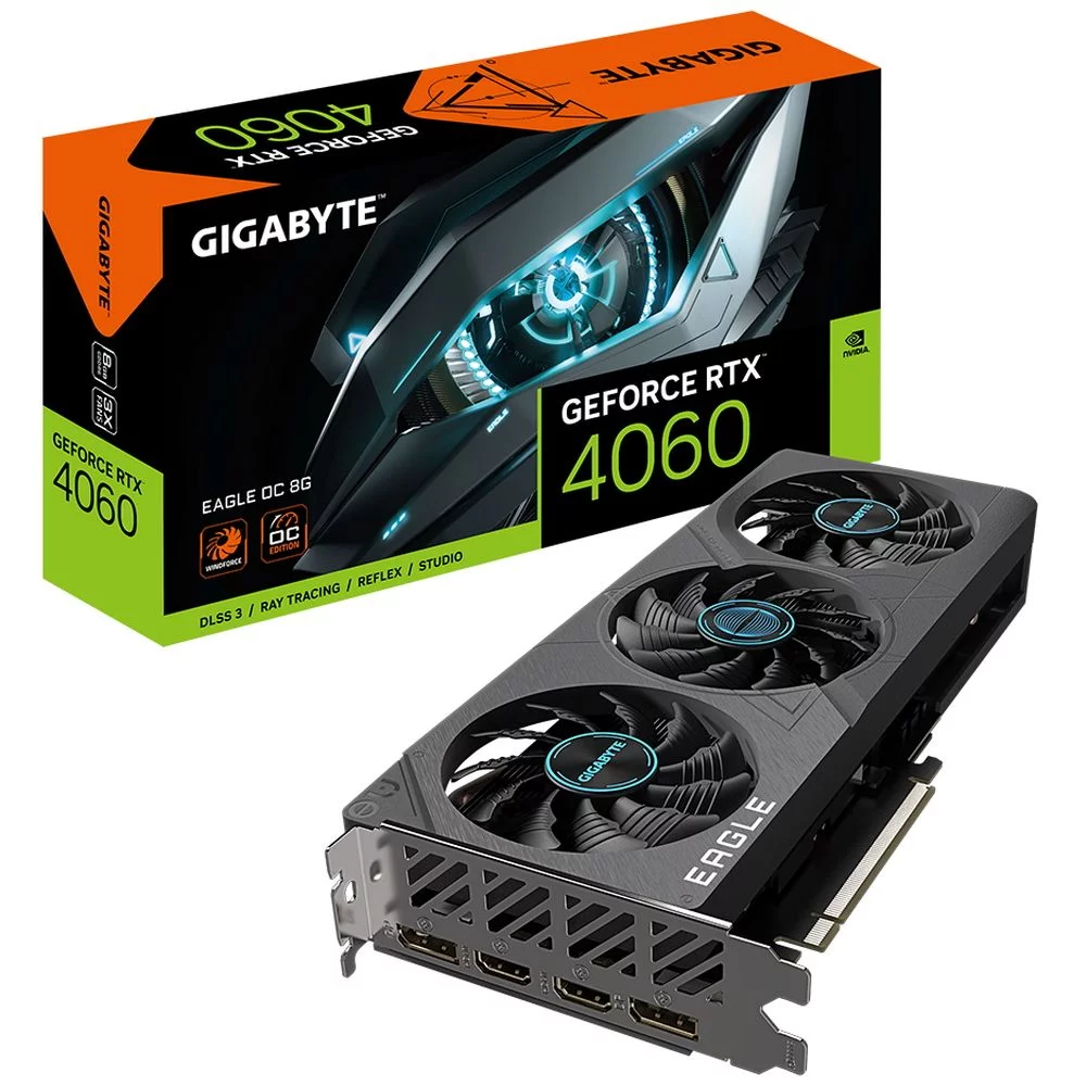 Видеокарта Gigabyte RTX4060 EAGLE OC 8GB GDDR6 128-bit DPx2 HDMIx2 3FAN RTL (GV-N4060EAGLE OC-8GD||BP)