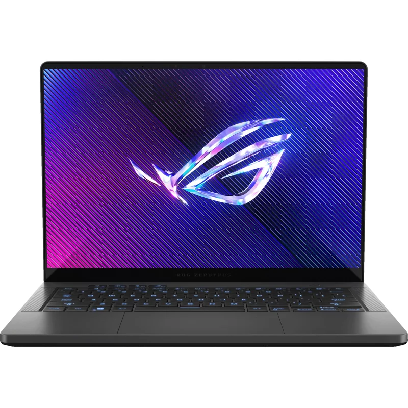 Ноутбук/ ASUS ROG Zephyrus G14 GA403UV-QS096 14"(2880x1800 OLED 120Hz)/ AMD Ryzen 9 8945HS(4Ghz)/ 16384Mb/ 512PCISSDGb/ noDVD/ Ext:nVidia GeForce RTX4060(8192Mb)/ Cam/ BT/ WiFi/ 73WHr/ war 1y/ 1.5kg/ Eclipse Gray (90NR0I01-M005B0)