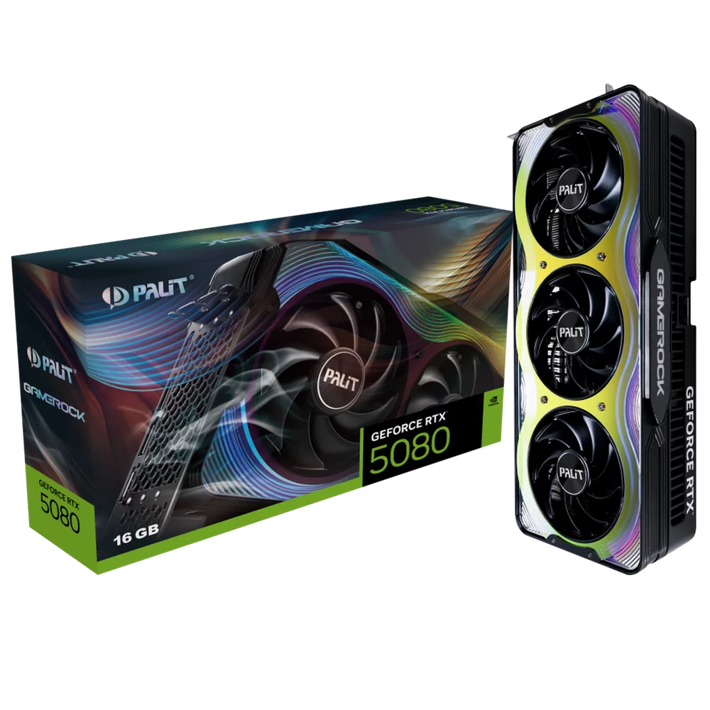 Видеокарта Palit RTX5080 GAMEROCK 16GB GDDR7 256bit 3xDP HDMI 3FAN RTL (NE75080019T2-GB2030G)