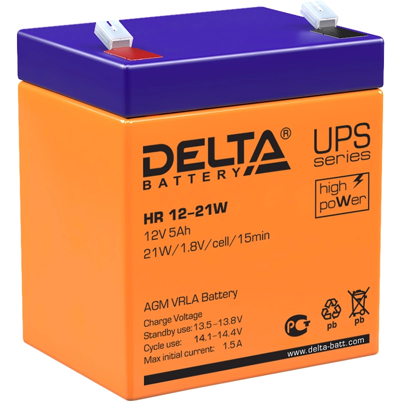 Delta Аккумуляторная батарея для ИБП HR 12-21W (12V/ 5Ah) (HR 12-21 W)