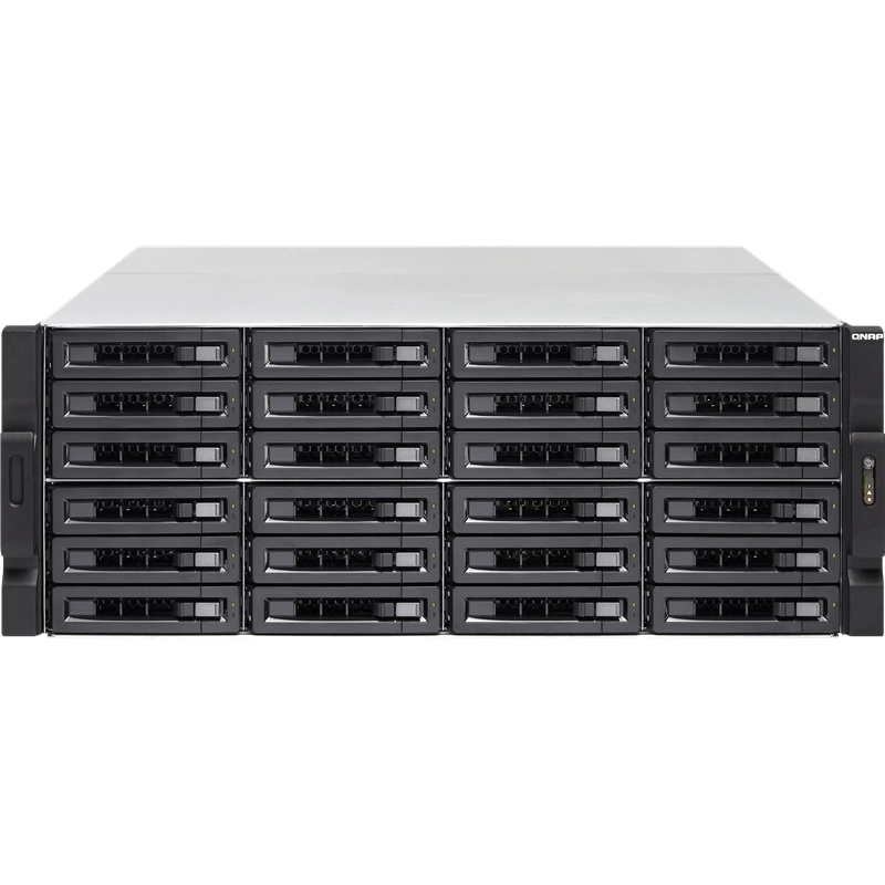 Сетевое хранилище без дисков SMB QNAP TS-2483XU-RP-E2136-16G 24-Bay NAS (24x 2.5"/3.5" SATA HDD/SSD), Intel Xeon E-2136 6-core 3.3 GHz (up to 4.5 GHz), 16 GB DDR4 ECC RAM (2 x 8GB) up to 64 GB ( 4 x 16 GB), 4x GbE LAN, 2 x 10GbE SFP+, rackmount 4U, 2xPSU