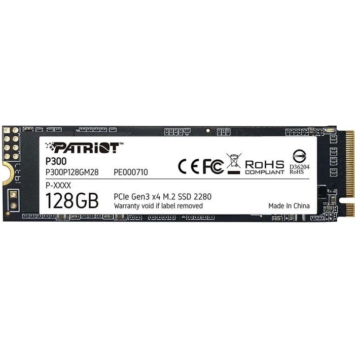 Твердотельный накопитель Patriot P300 SSD M.2 2280 128GB PCIe Gen3 x 4 NVMe 1600/ 600MB/ s 290K/ 150K IOPS (P300P128GM28)