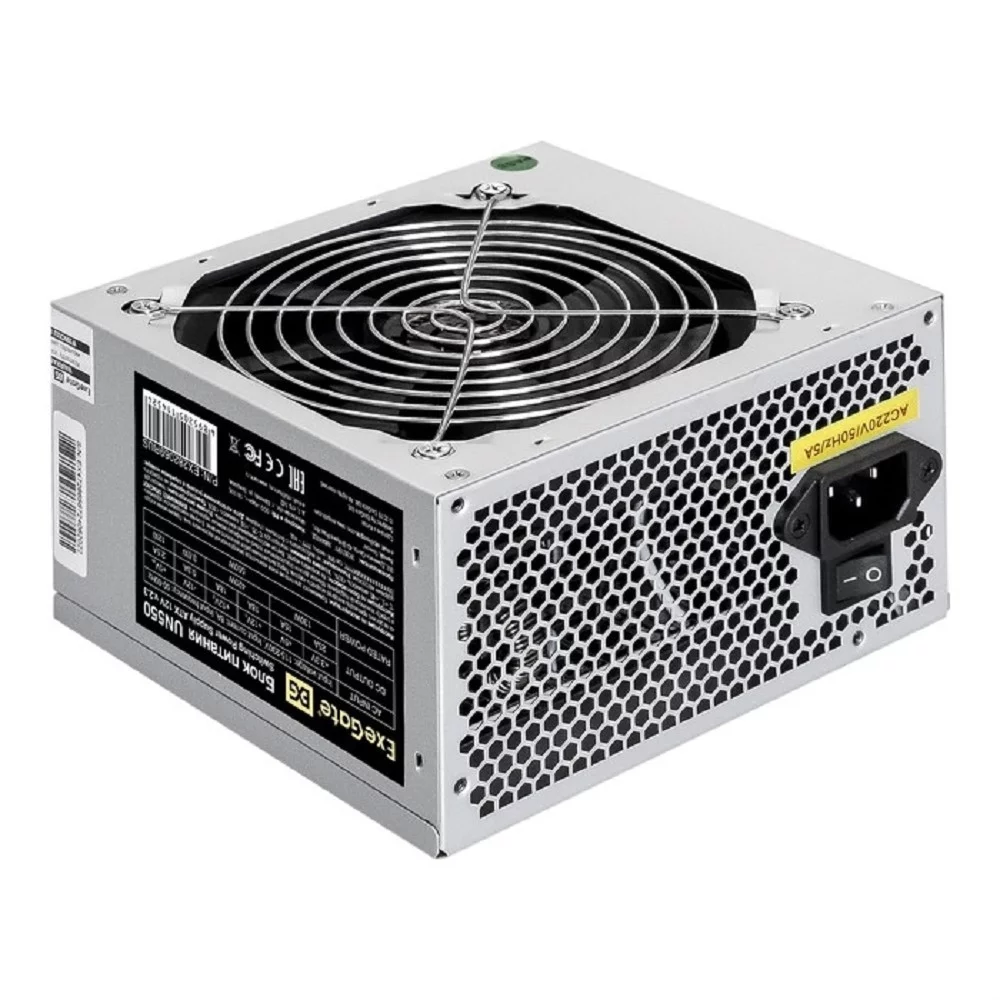 Exegate EX282069RUS-PC Блок питания 550W ExeGate UN550 (ATX, PC, 12cm fan, 24pin, 4pin, PCIe, 3xSATA, 2xIDE, кабель 220V в комплекте)