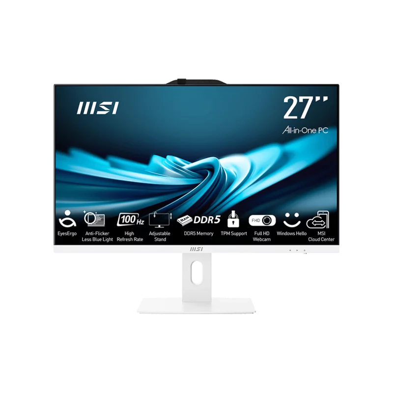 Моноблок/ MSI AP272P 14M-679XRU 27"(1920x1080 (матовый) IPS)/ Intel Core i5 14400(2.5Ghz)/ 8192Mb/ 256PCISSDGb/ noDVD/ Int:Intel UHD Graphics 770/ Cam/ BT/ WiFi/ war 1y/ 4.63kg/ White/ noOS (9S6-AF8322-679)