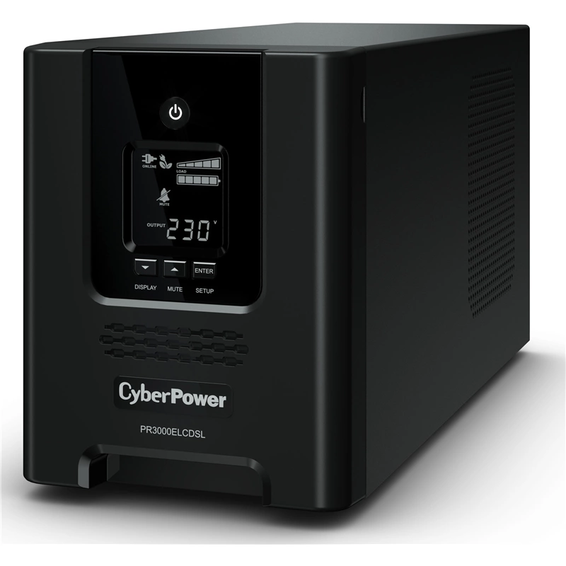 ИБП CyberPower PR3000ELCDSL, Line-Interactive, 3000VA/ 2700W, 8 IEC-320 С13, 1 IEC C19 розеток, USB&Serial, SNMPslot, LCD дисплей, Black, 0.6х0.3х0.4м., 29.6кг./ UPS Line-Interactive CyberPower PR3000ELCDSL 3000VA/ 2700W USB/ RS-232/ EPO/ SNMPslot (