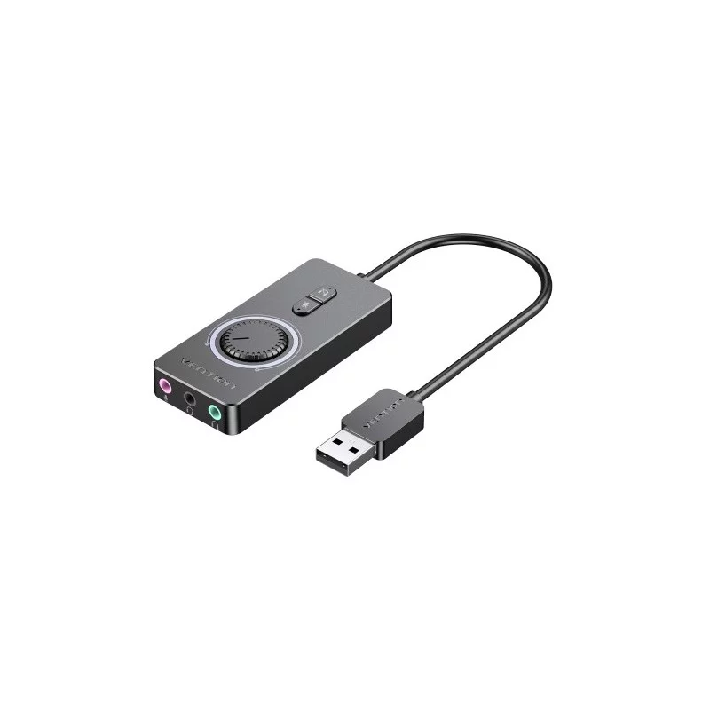 Внешняя звуковая карта Vention USB c регулятором громкости Черная (CDRBB)