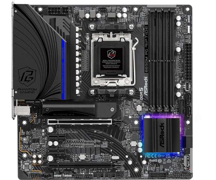 ASROCK B650M PG RIPTIDE, AM5, B650, 4*DDR5, 4*SATA, 2*M.2, 3*USB 3.2, 4*USB 2.0, Type-C, 2*PCIx16, 2*PCIx1, HDMI+DP, mATX