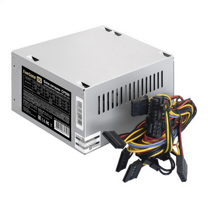 Блок питания 500W ExeGate CP500 (ATX, 8cm fan, 24pin, 4+4pin, 3xSATA, 2xIDE) (EX219457RUS)